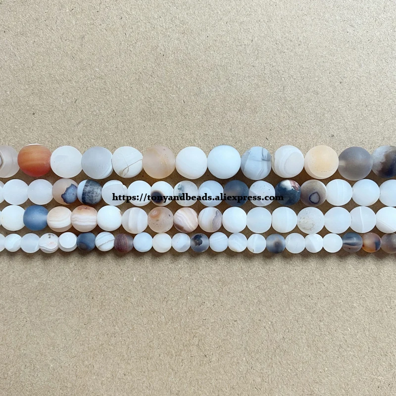 Natural Stone Matte White Sardonyx Stripes Agate Round Loose Beads 6 8 10 MM Pick Size For Jewelry Making DIY