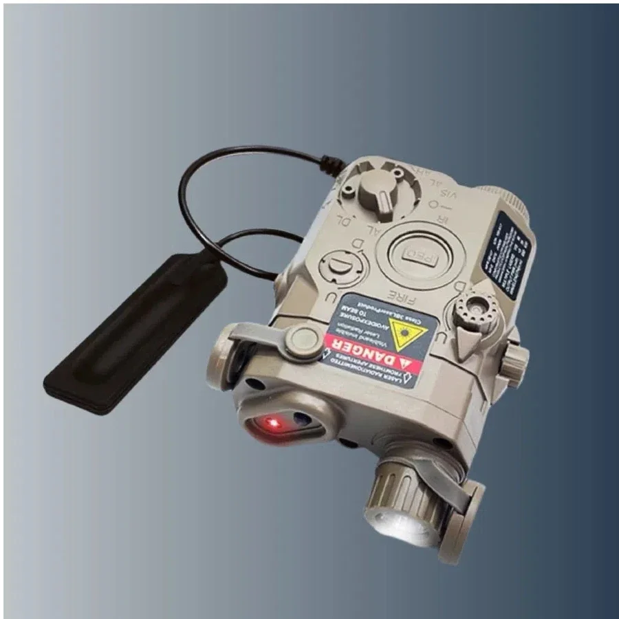 PEQ15 Tactical Infrared & Green Laser Indicator - 2.5 Interface Mouse Tail Control LED Flashlight with Fast-Slow Strobe Mode