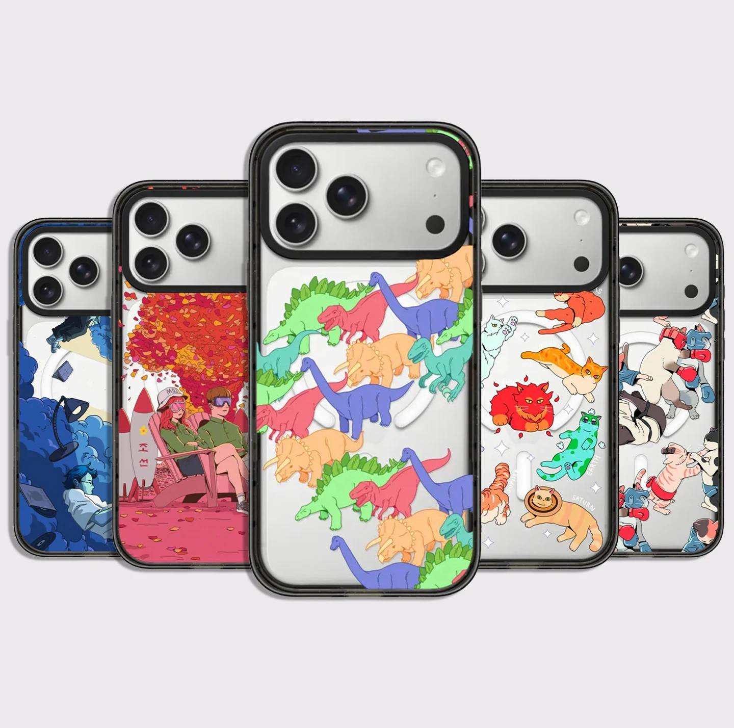 Funda Magnética con Borde Negro Acrílico y Diseño del Sistema Solar para iPhone 13 14 15 16 17 Pro Max, Funda para iPhone 17 Air
