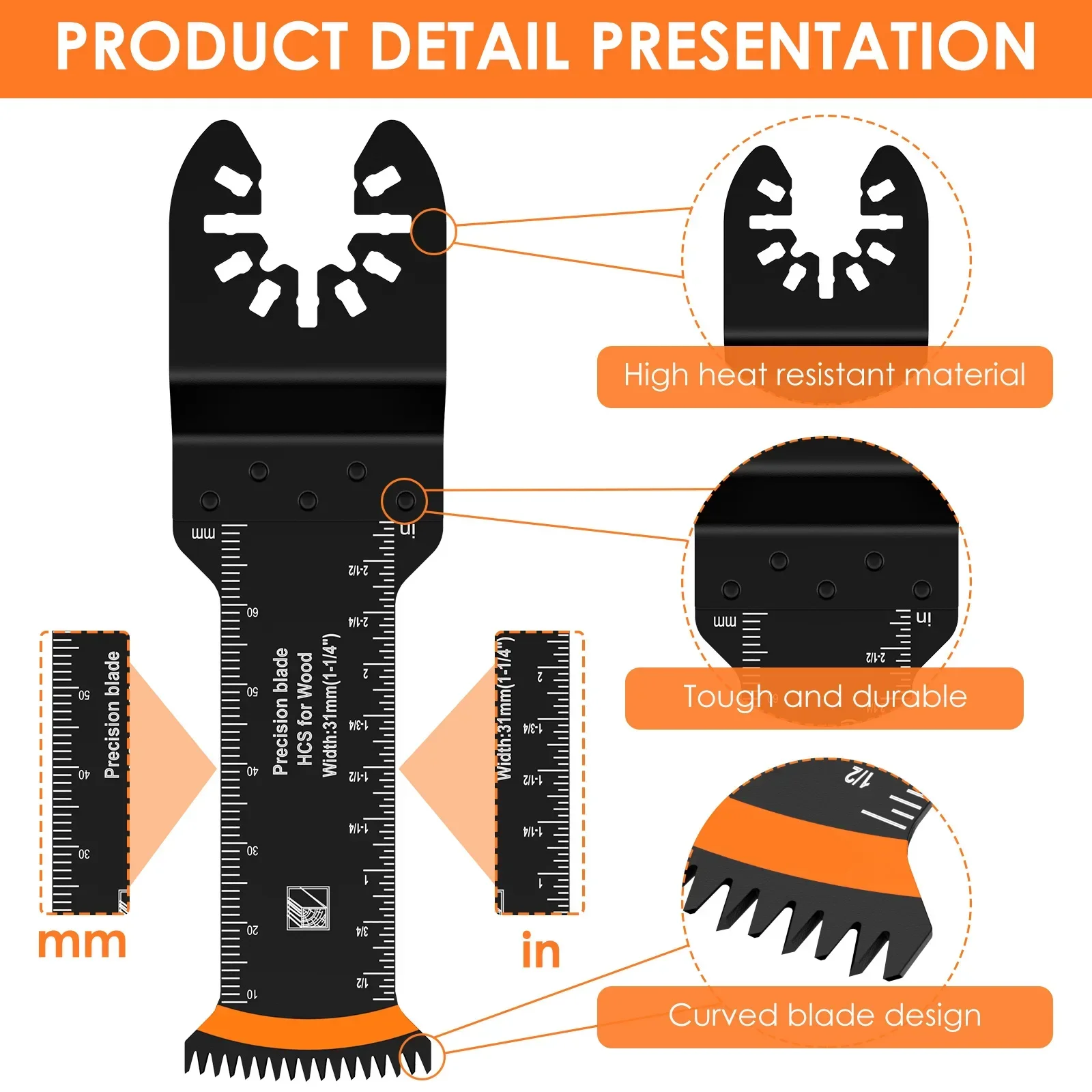 12PCS/Set Japanese Precision Tooth Oscillating Saw Blade Set High-Carbon Steel Oscillating Multitool Blade Extra-Long Curved