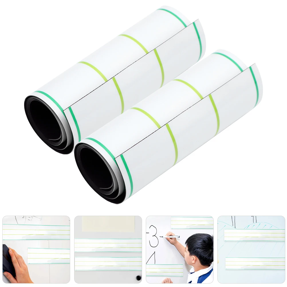 

2 Pcs Refrigerator Alphabet Teaching Card Erasable Soft Magnetic Strip Strips Writeable