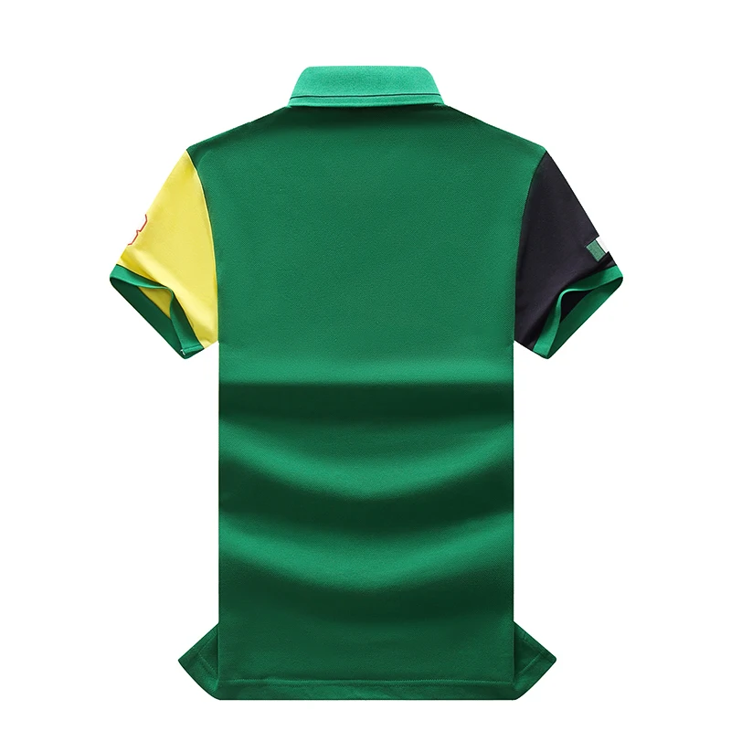 Classic Green Patchwork Men's Polo Shirts Short Sleeve 100% Cotton Sports Golf Tennis T-Shirt Moisture-Wicking Summer Clothing