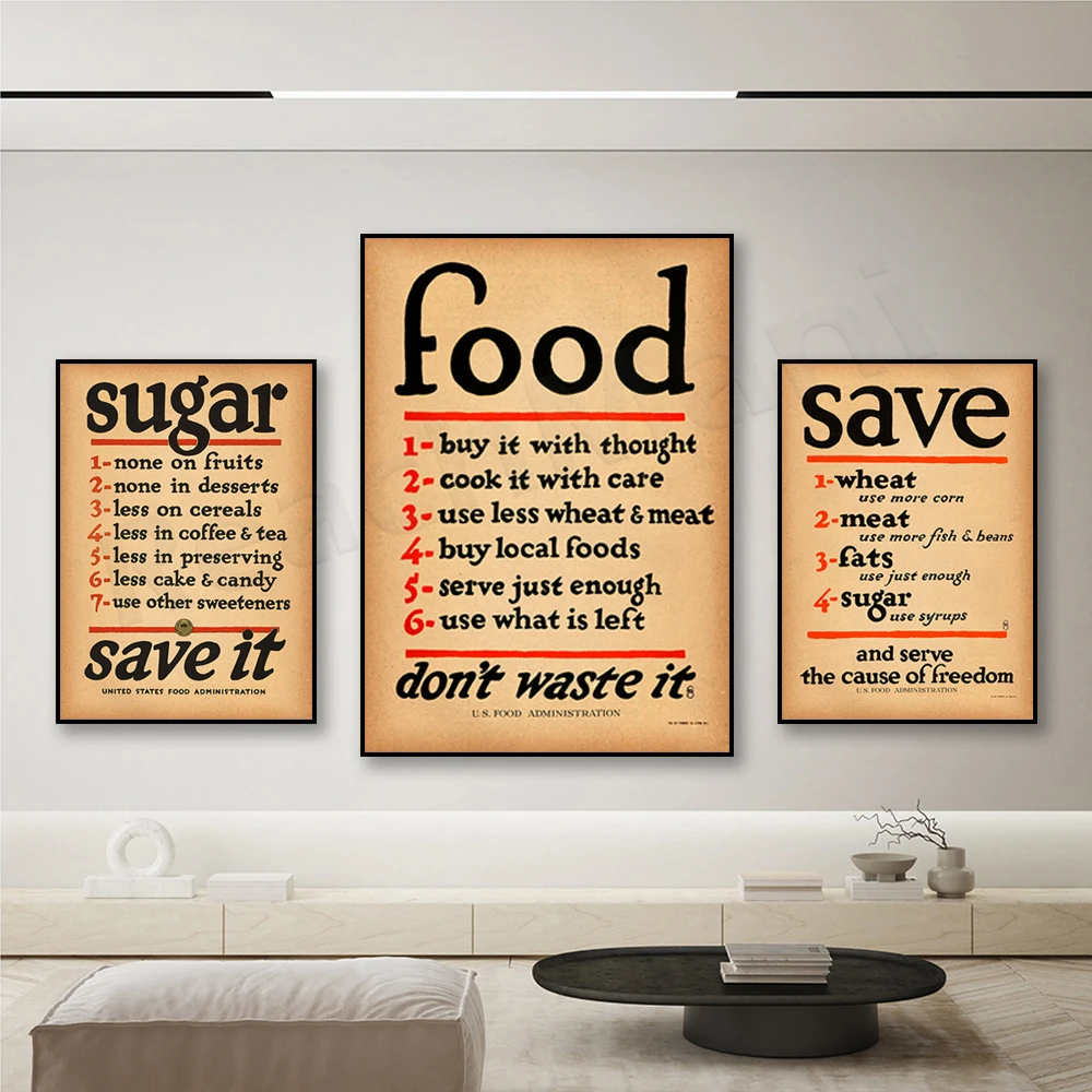Kitchen Vintage Wall Art: Food Savings, Food Crisis Poster