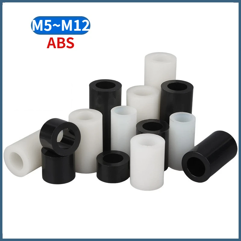 5~50pcs M5 M6 M8 M10 M12 White / Black ABS Nylon Plastic Non-Threaded Spacer Round Hollow Standoff Washer PCB Board Screw Bolt