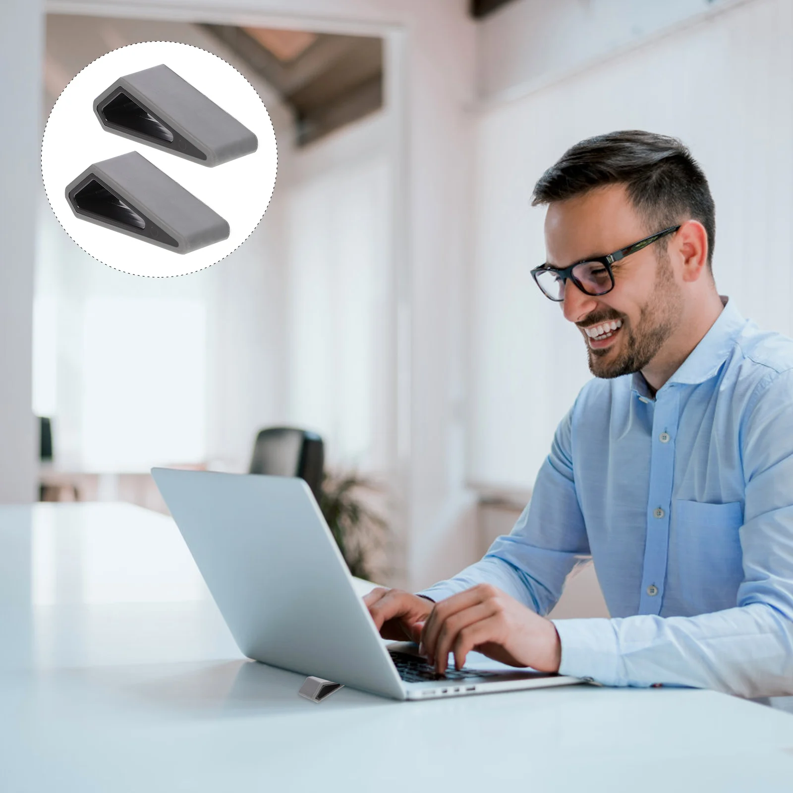 

2pcs Adjustable Laptop Stand Notebook Support Silicone Heat Reduction Ergonomic Foldable Stand For Laptops Black Grey