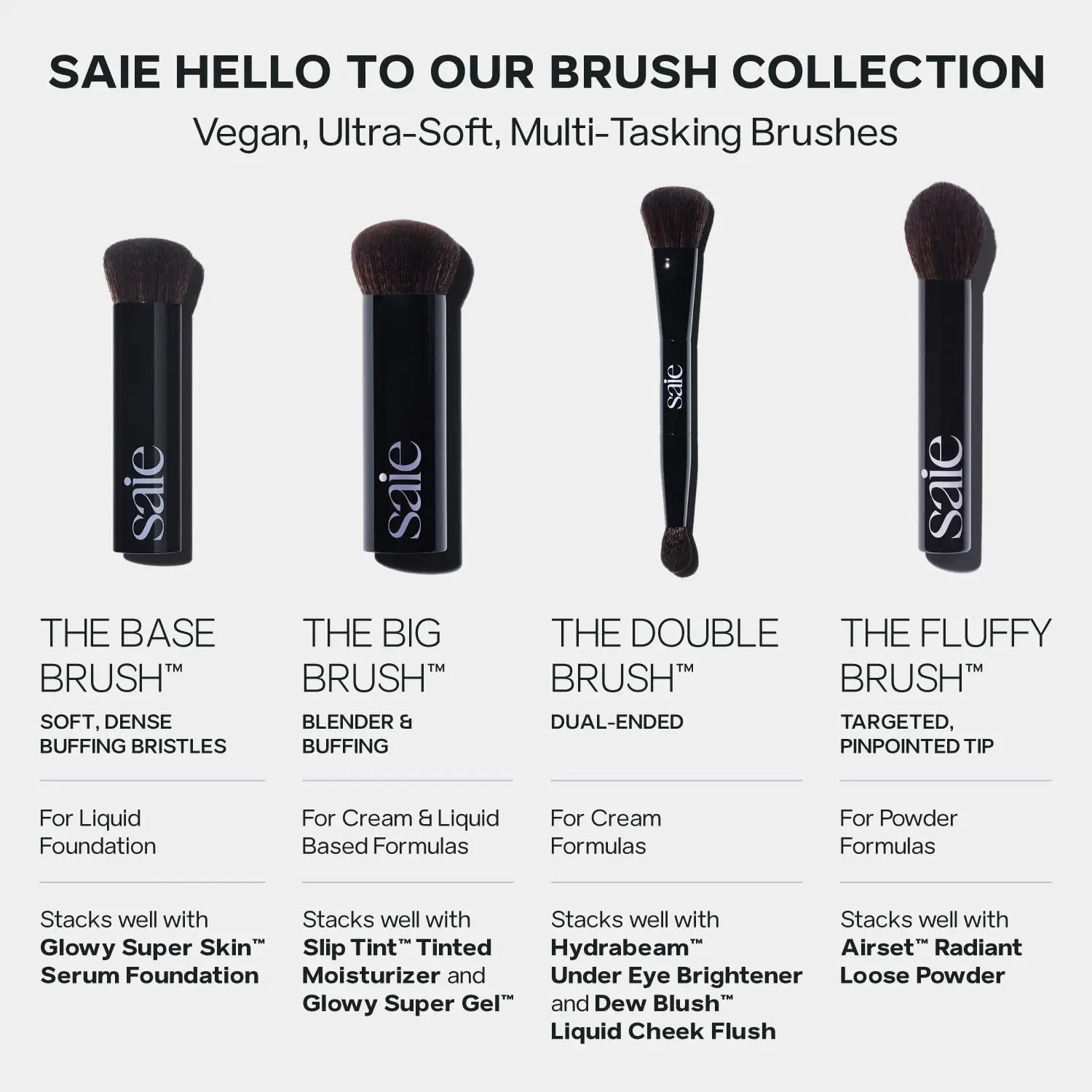 Dual-Ended Makeup Brush for Powder and Cream: Ultra-Soft, Vegan, Precise Application