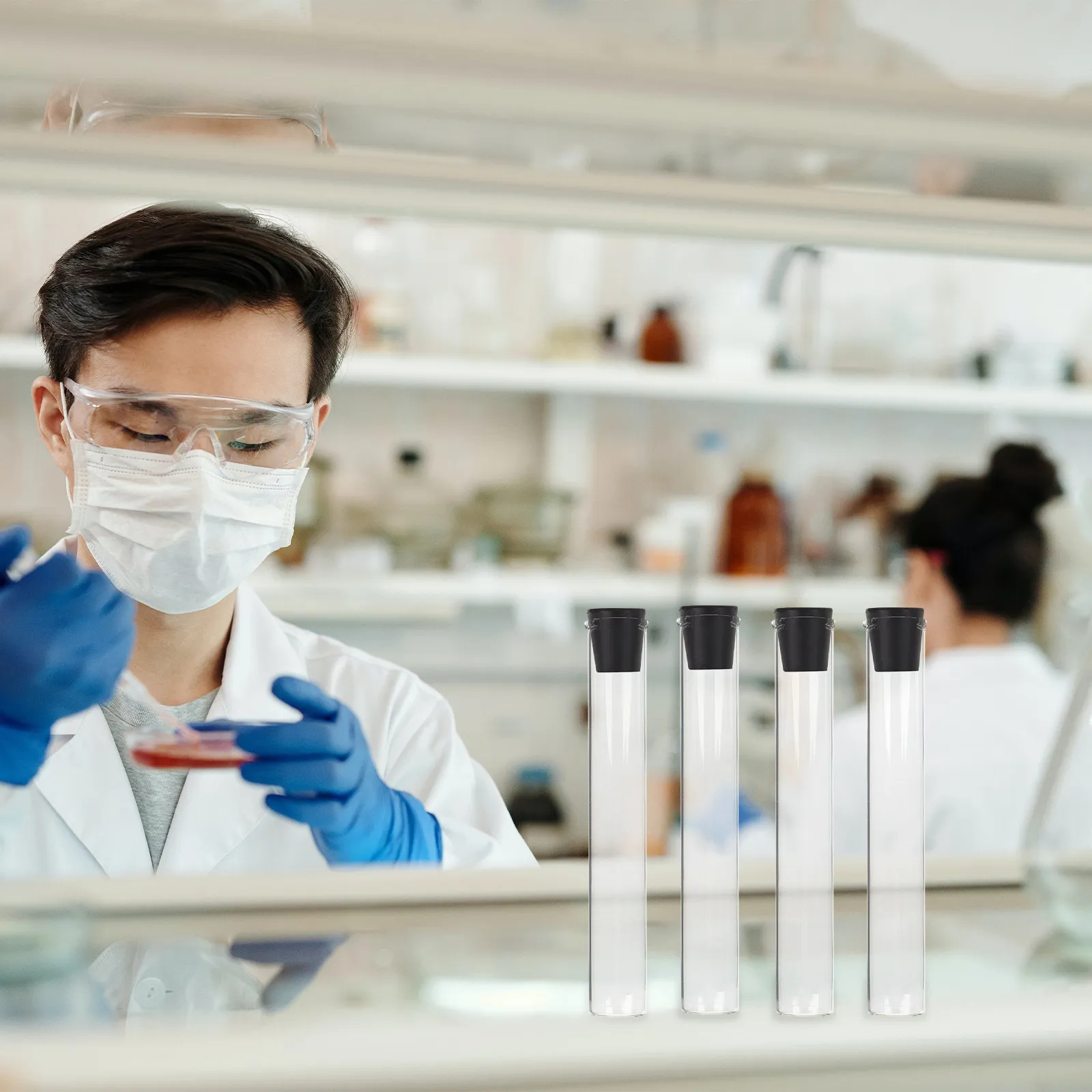 10Pcs Test Tube Rubber Stopper with Hole Premium Rubber Material Long Life Taper Design for Labs Universities Research