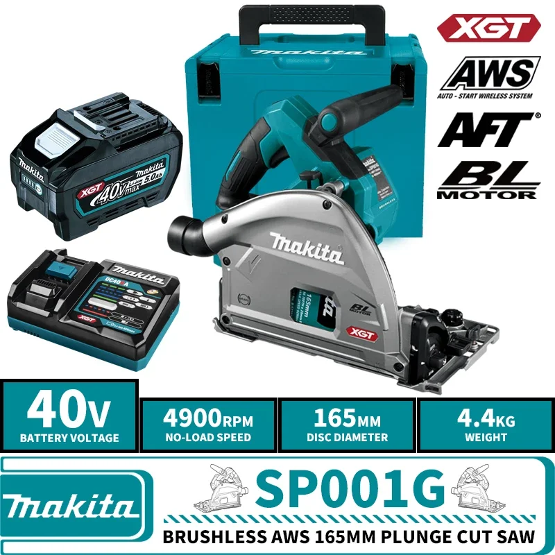 Makita SP001G Kit Plunge Cut Saw XGT Brushless Cordless AWS 165MM 6-1/2\