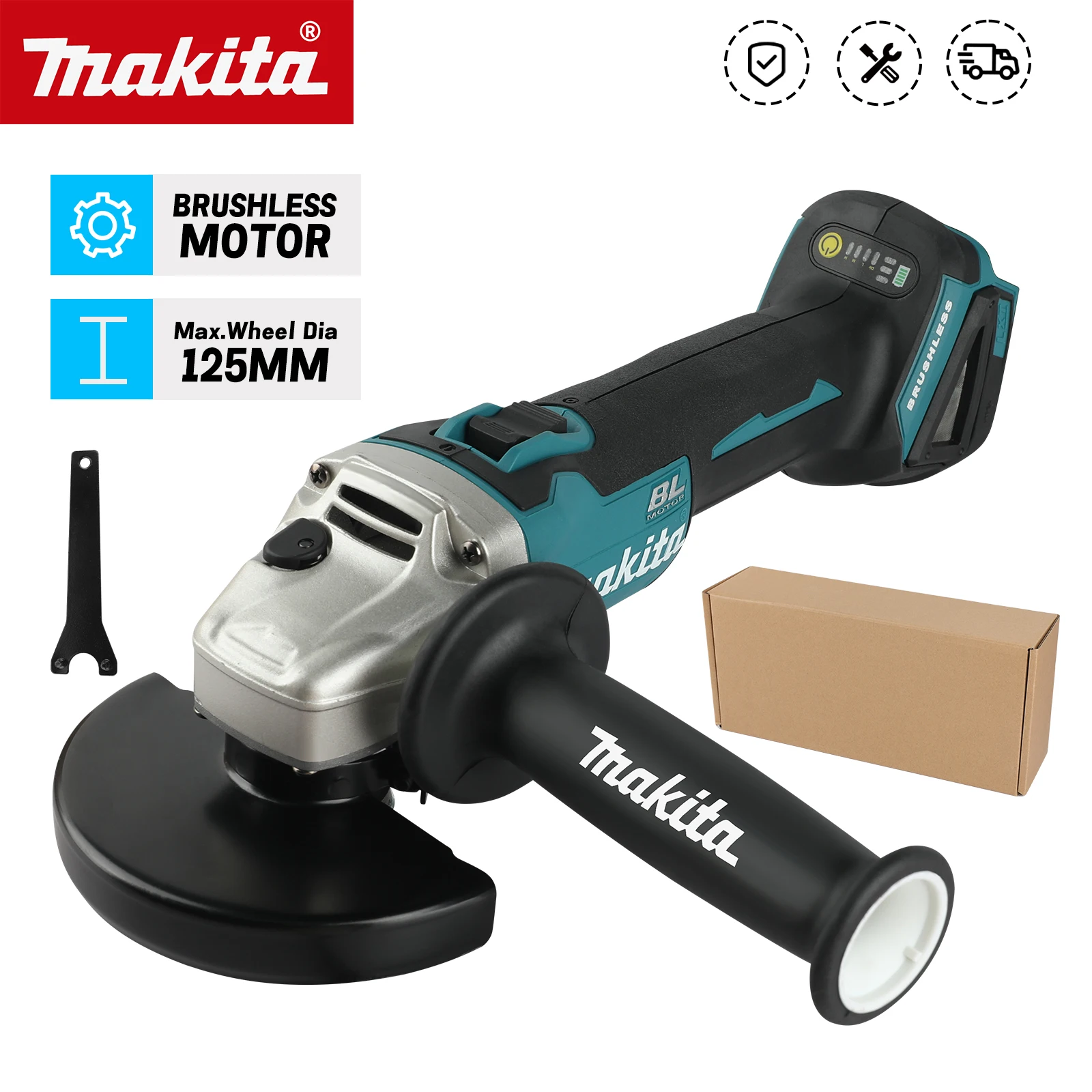makita-dga406-portable-brushless-grinder-safety-lock-anti-slip-handle-wear-resistant-body-construction-metal-processing-tools