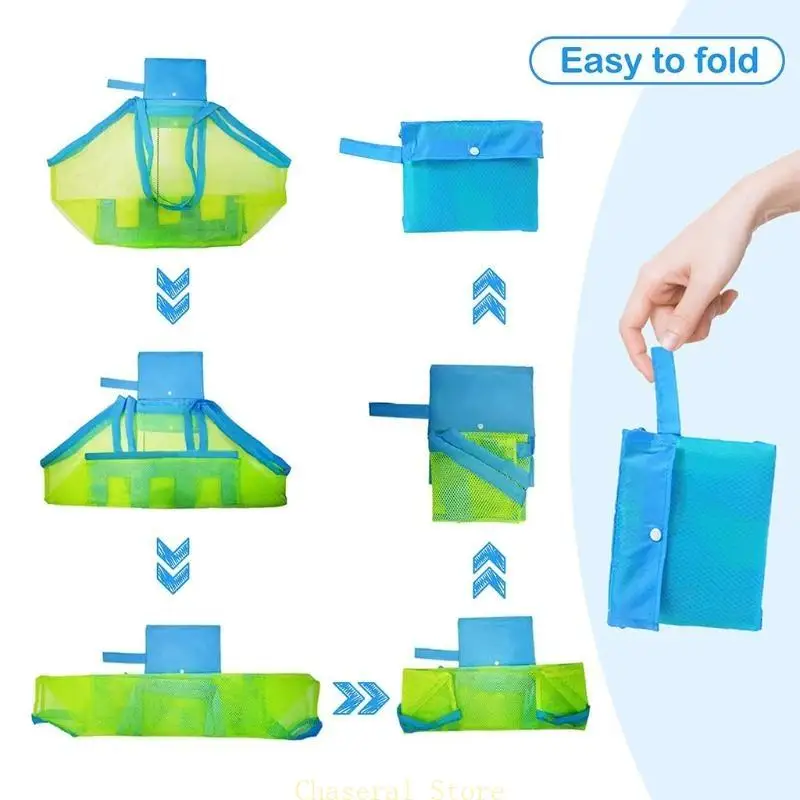 

E7CE Big Mesh Tote Bag Beach Toy Used for Storage of Travel for Shell Storage Quick Dry Net Tote Large Capacity Green