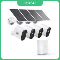 AOSU 5MP Wireless Solar Camera System 4 Cam Kit Outdoor WiFi Solar Security Camera Set Color Night Vision 2-Way Talk