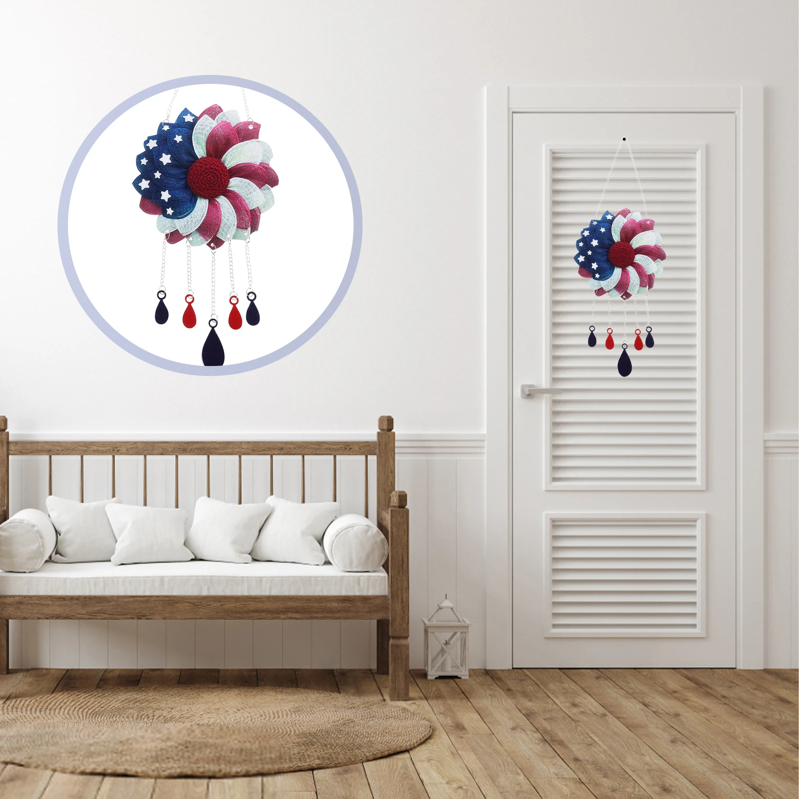 

Patriotic Wind Chime Independence Day nament Supplies US Spring Wreath Memorial Decor Vet Gifts Flag Design Holiday Accessories