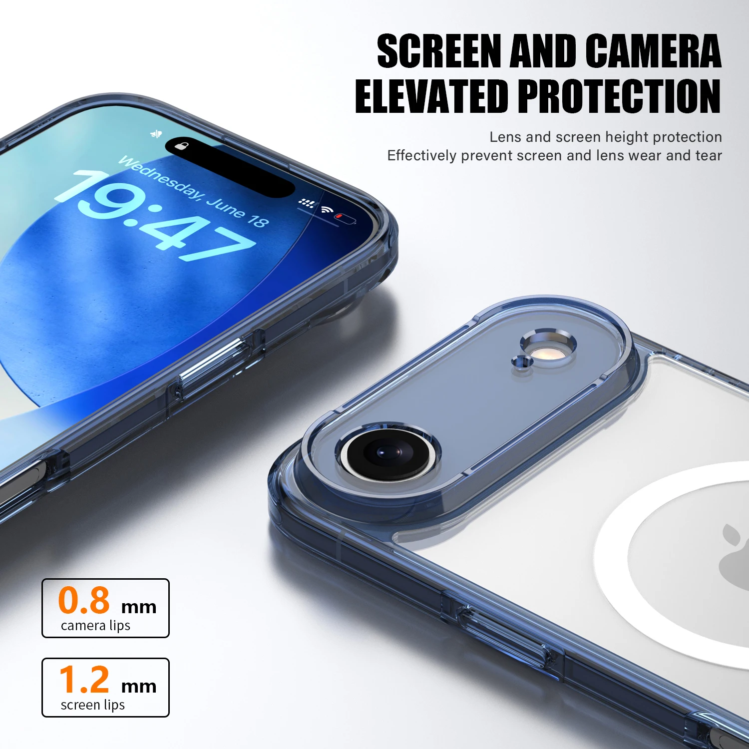 KEYSION Odporne na wstrząsy przezroczyste etui MagSafe do iPhone 17 Air HD Clear TPU + PC Magnetyczna bezprzewodowa ładowarka Tylna obudowa telefonu — zdjęcie produktu 5