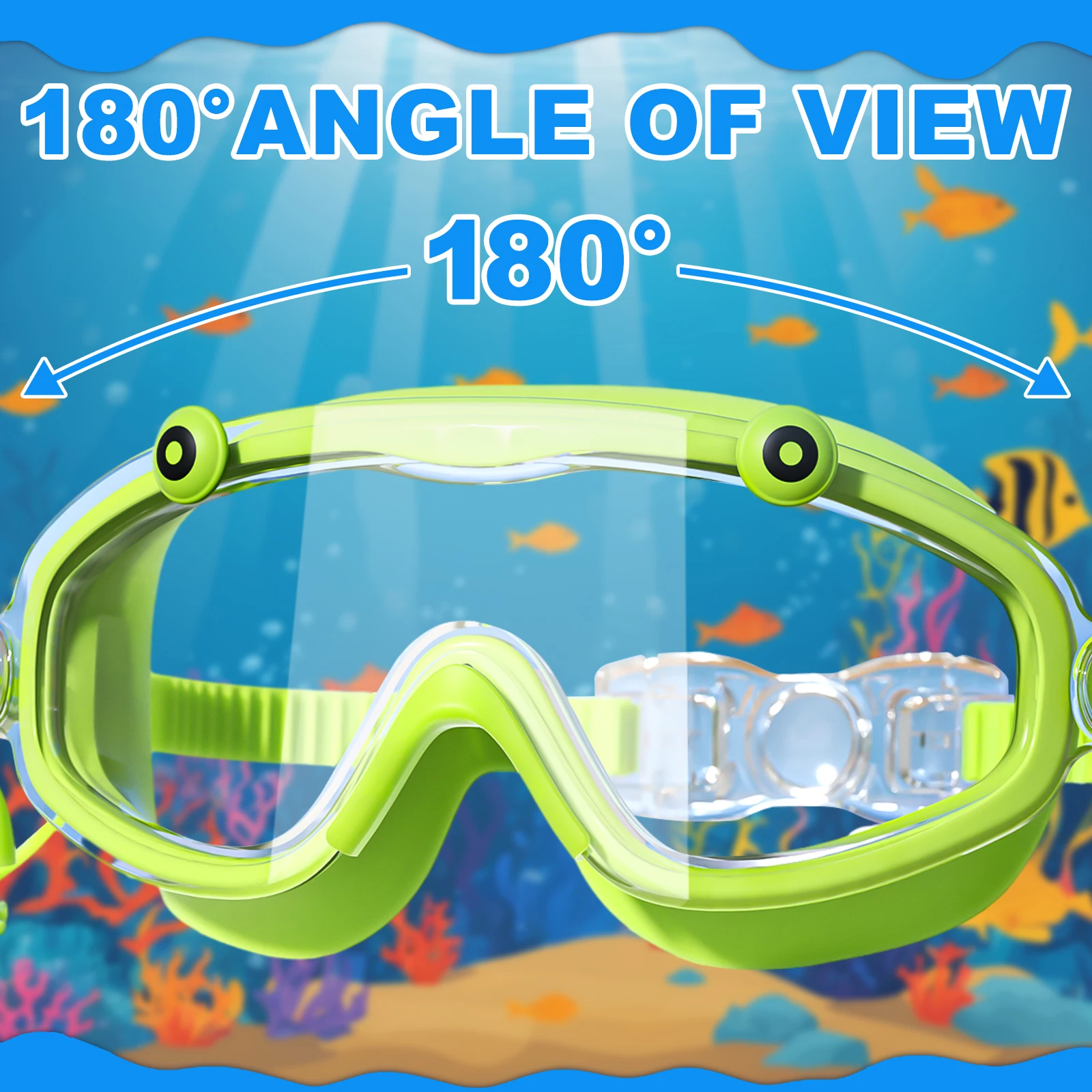 Kids Swim Goggles Boys Girls Anti Fog No Leak Big Frame HD View Adjustable Straps Silicone Snorkeling Earplugs Swimming Mask view 5