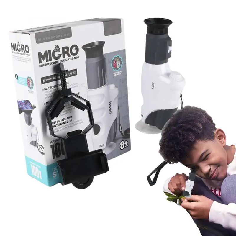 Mini Microscope Handheld Digital Microscope Kids Microscope With LED Light Science Educational Toy For Microbiological