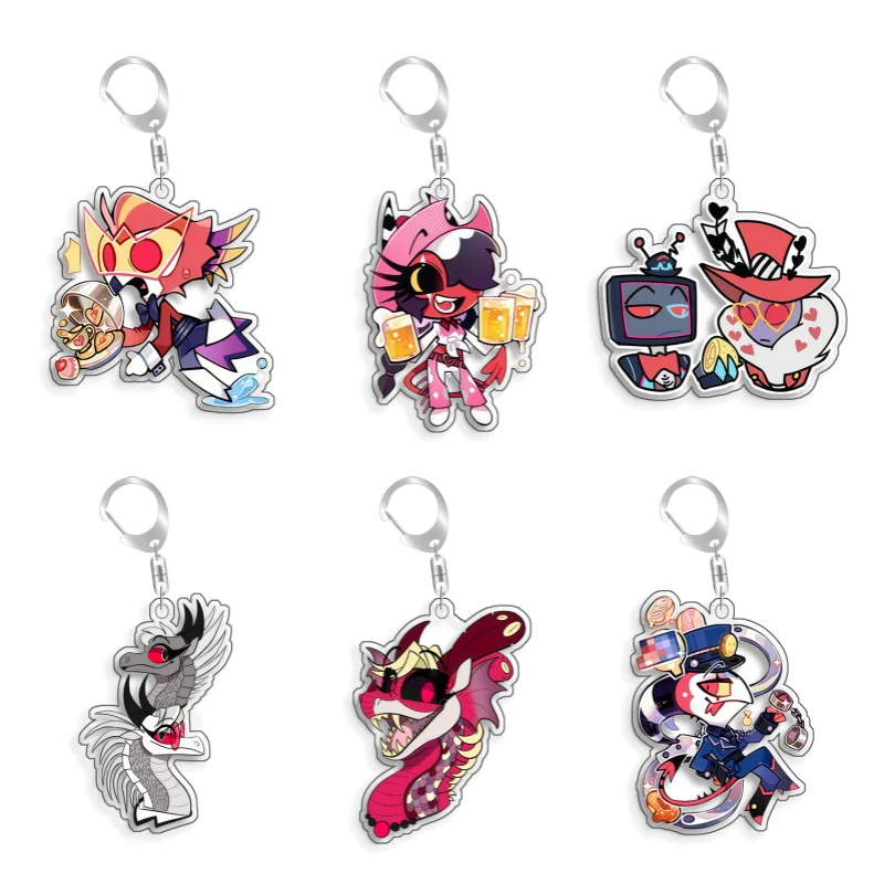 Hazbin Hotel Vox Blitzo Stilas Alastor Millie Llavero Colgante Acrílico Hecho a Mano Bonito para Bolsos, Colección de Anime y Juegos, Juguete, Regalo