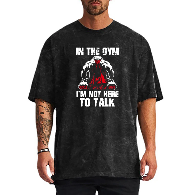 Mens Fashion Korean Brand Trend Gym Antique Style Short Sleeve T-Shirt Casual Cool Running Clothing Hip Hop Bodybuilding Tshirt