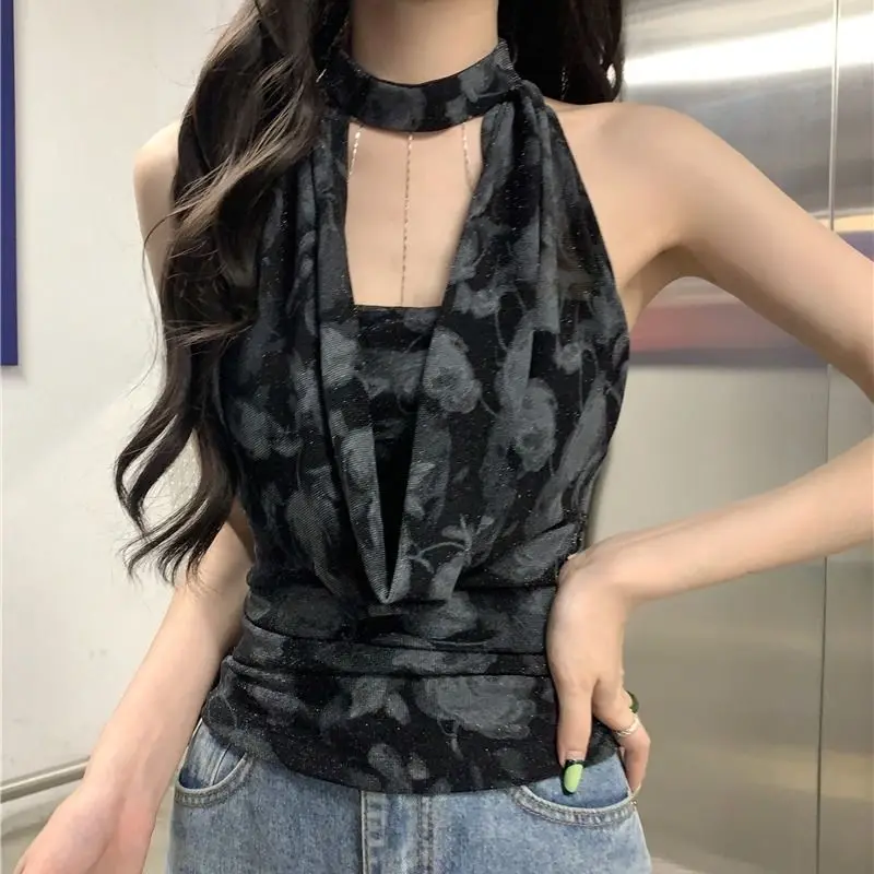 

Heavy Chain Y2k Tanks Women's Clothing Slim Waist Sleeveless Tunic Tees Temperament Camis Crop Tops Backless Sexy Summer Vest