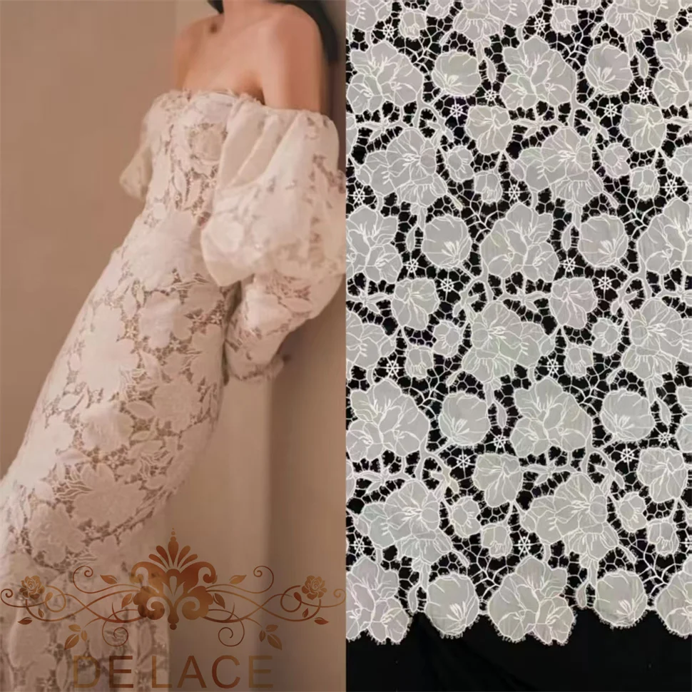 

WM винтажная кружевная ткань с цветочным узором, ажурная кружевная ткань с цветочной вышивкой и цветочным узором, кружевная ткань для свадебного платья