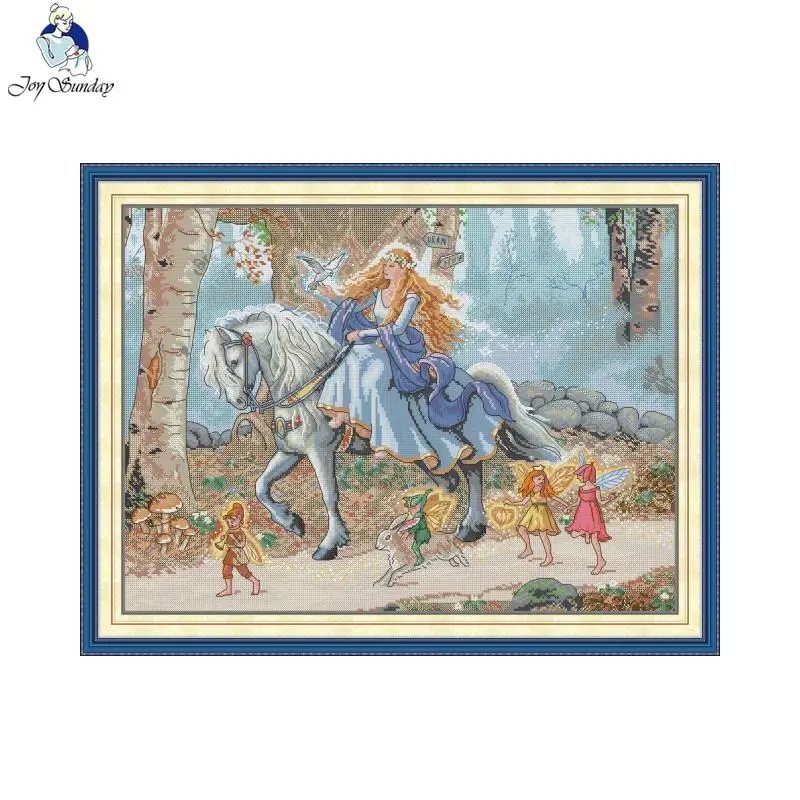 Cross Stitch Full Kit Princess Outing Pattern Counted Printed Canvas Aida 16/14/11CT DIY Needel Embroidery Craft Knitting Hobby