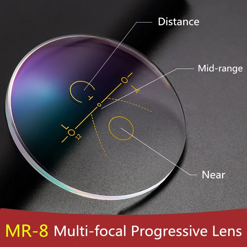 Multifocal Progressive Lenses 1.56 1.61 1.67 Super Tough MR-8 Aspherical Myopia Presbyopia Prescription Optical Digital Lens 2pc