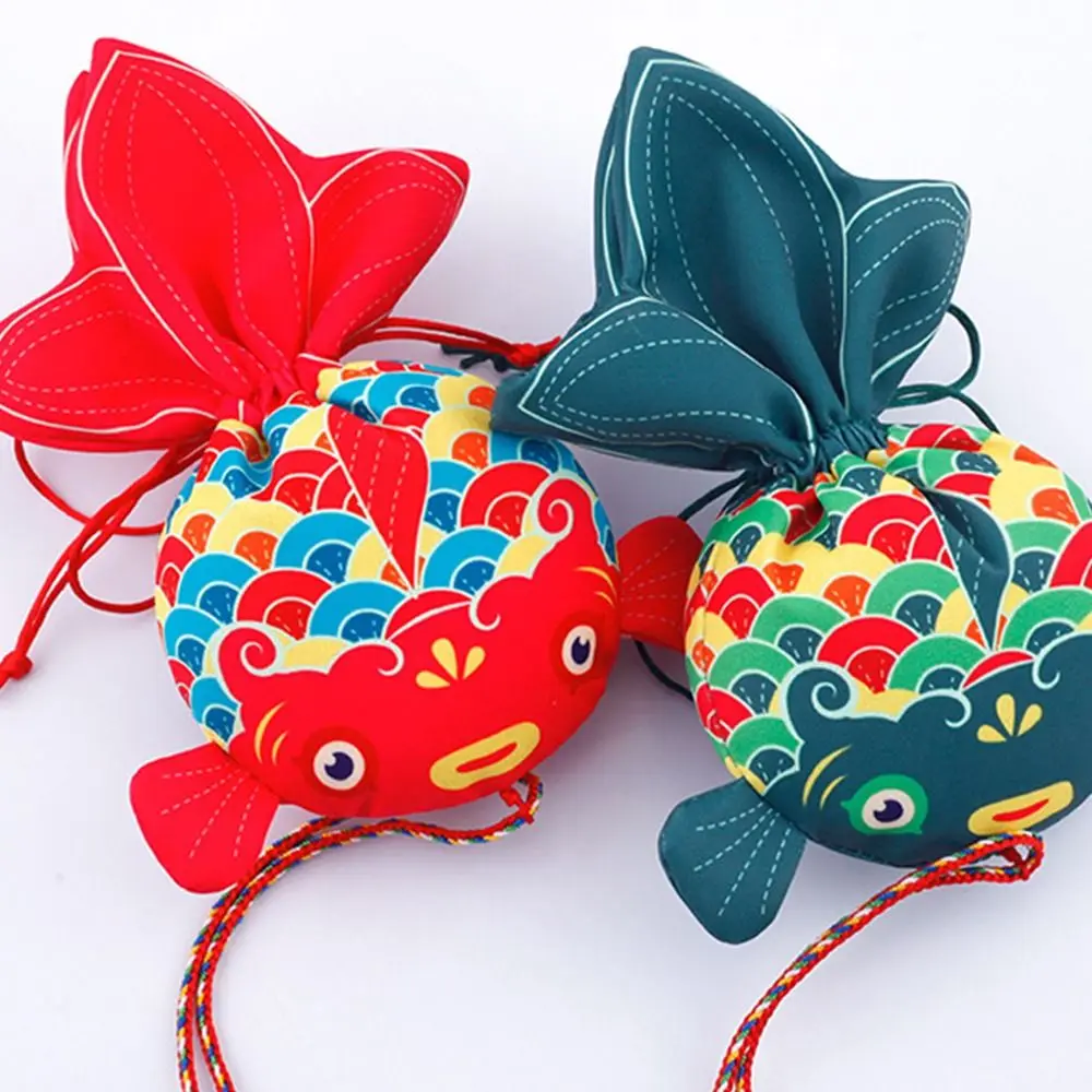 Antique Koi Carp Fish Blessing Bag Jewelry Packaging Brocade Jewelry Bags Small Pouch Ethnic Style Coin Purse Car Hanging