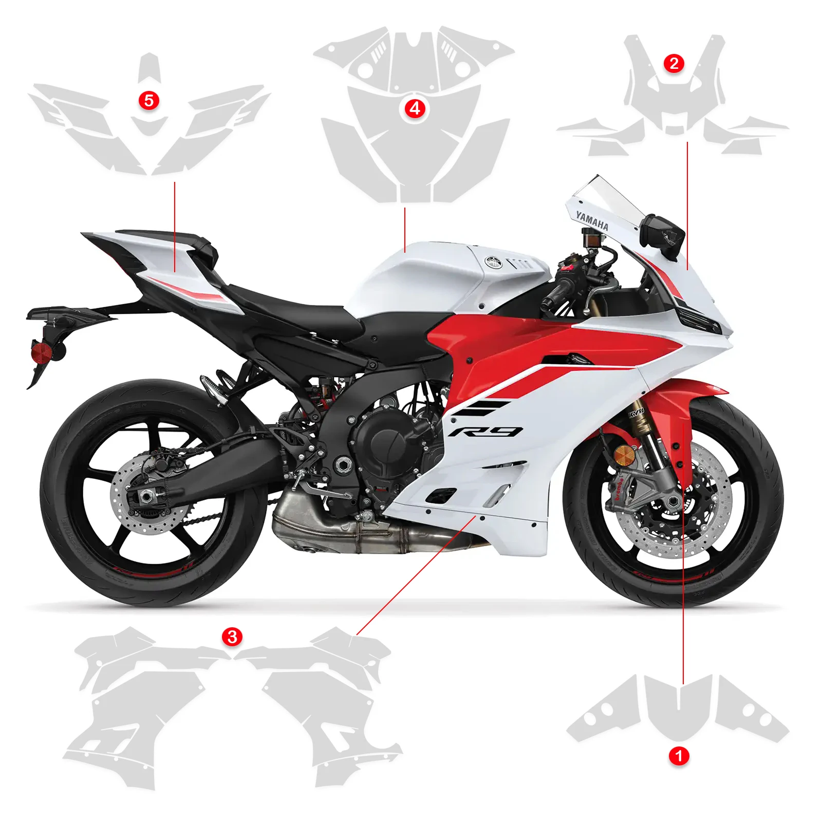 Fits R9 TPU PPF For Yamaha YZF R9 Paint Protective Film Motorcycle Transparent Protection Film Healing Scratch Resistant 2025