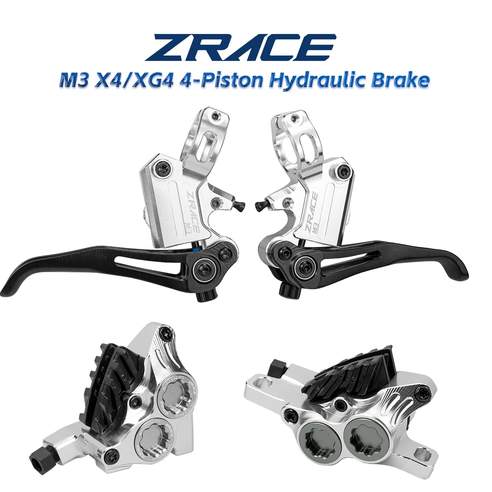 ZRACE M3 X4 / XG4 Fahrrad-Hydraulikbremse für MTB XC / Trail / AM / DH / DJ, vollständig CNC-leicht, Öldruck-Scheibenbremssatz