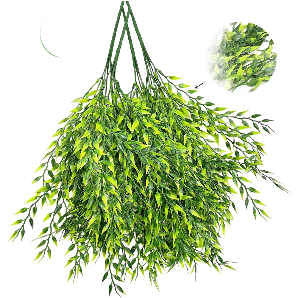 Green Weeping Tree Branches Made of Plastic with Realistic Leaves for Wall Hanging Indoor Outdoor Decoration Use