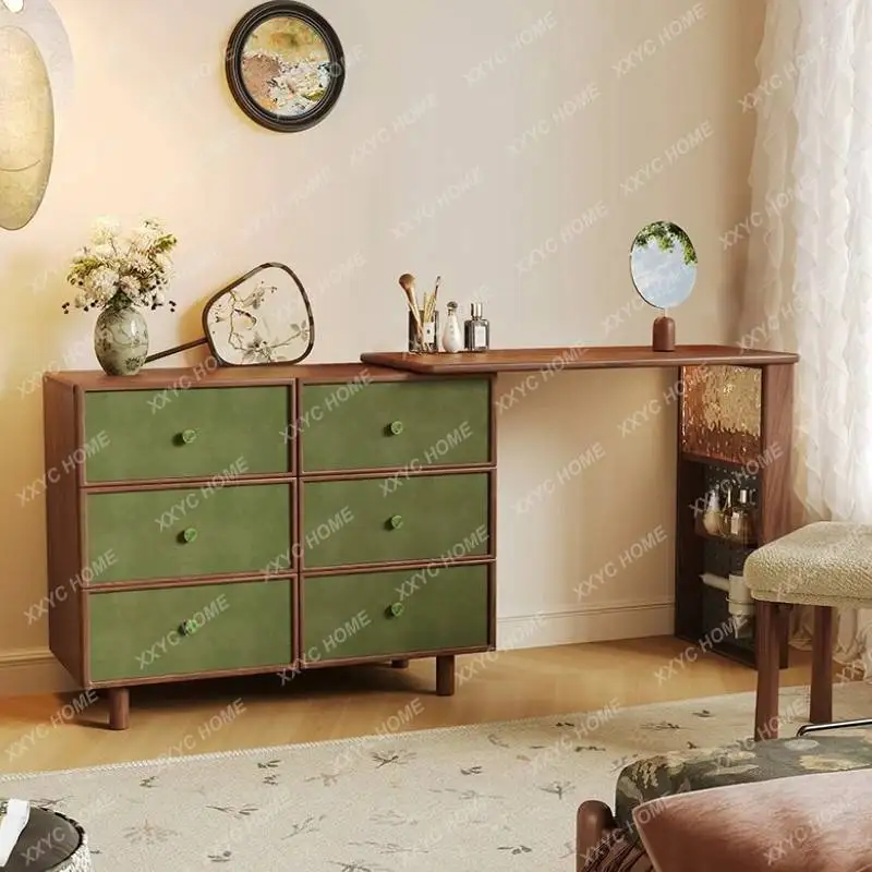 Mesas de vaidade de madeira verde marrom estética dobrável única luz maquiagem cômodas quarto