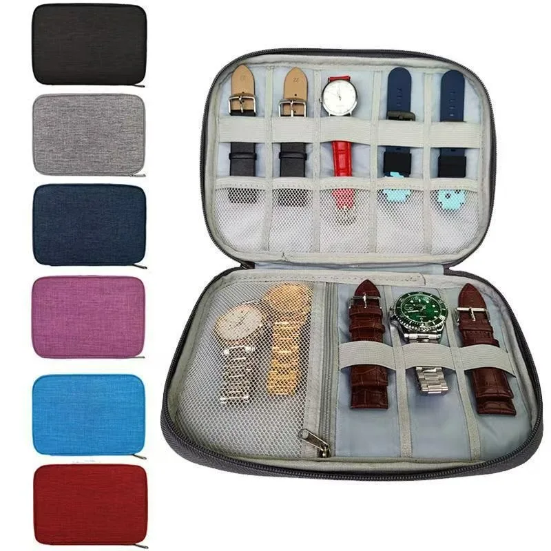 Watch Strap Storage Bag with Multi Compartments Large Capacity Portable Cable and Earphone Organizer