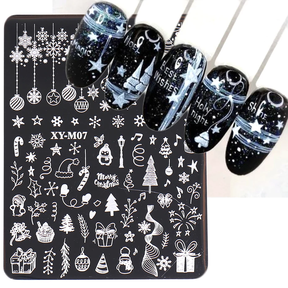 Weihnachts-Nagelstempelplatten-Set – 12x6 Cm Edelstahl Mit Schneeflocken, Elchen & Wintermotiven Für DIY Nageldesign