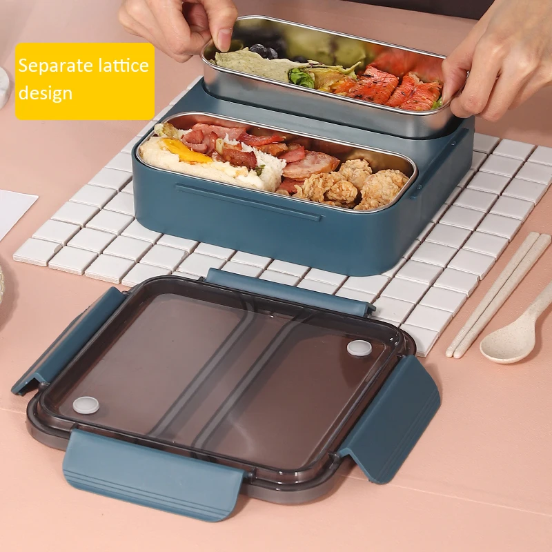 antirust 304 material+pp plastic lockable cover lunch container box 1200ML capacity food storage carrier