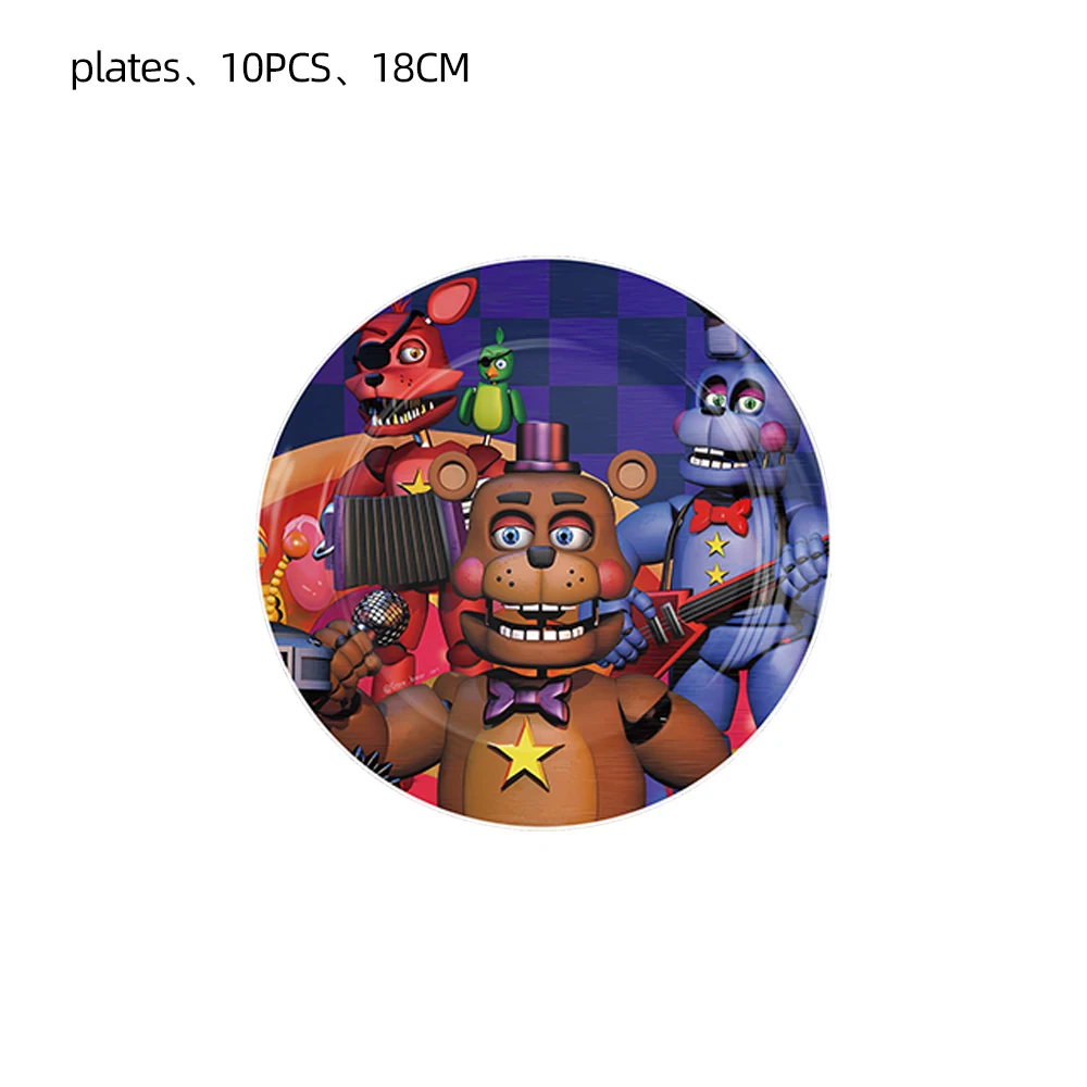 FNAF Five Nights Freddyed Kids Boys Birthday Party Decorations Disposable Tableware Paper Plate for Party Supplies Baby Shower