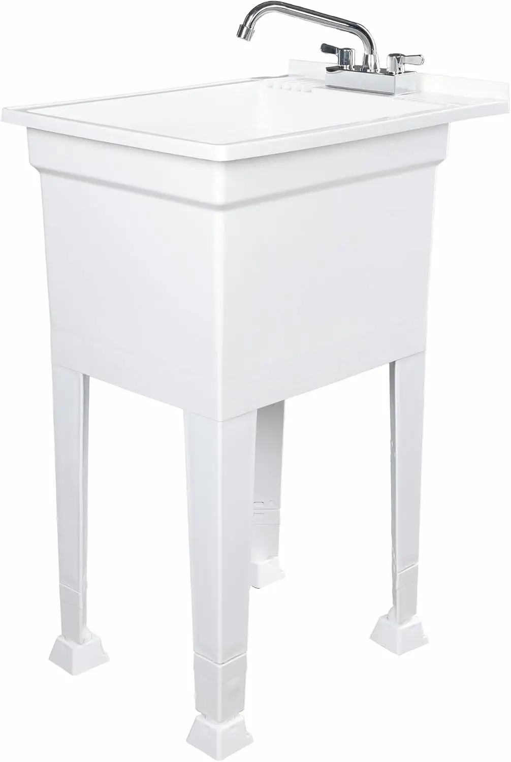 

Freestanding Utility Tub Sink with Quick Connect Drain, 18 x 24", White - Portable and Compact Sink with Faucet for Outd