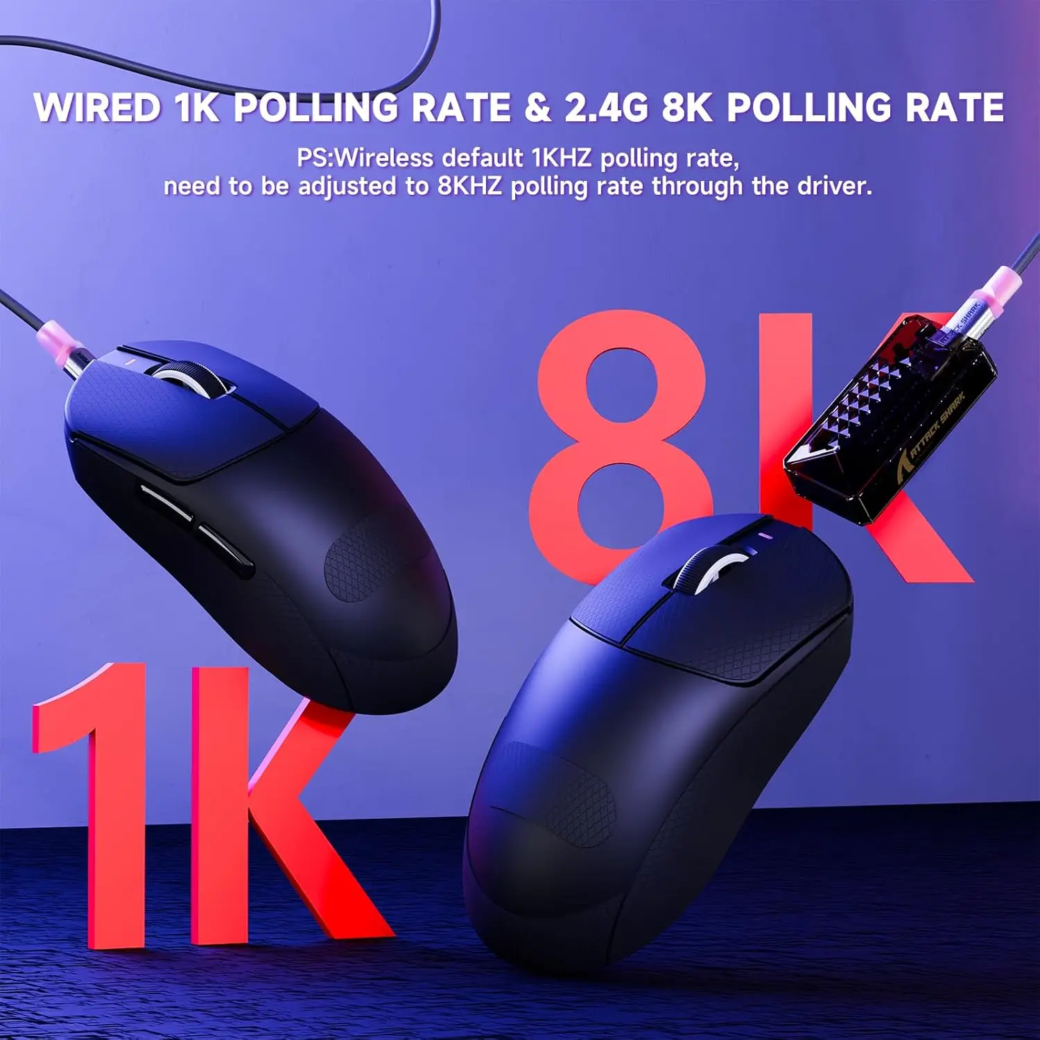 ماوس ألعاب لاسلكي Attack Shark X8 PRO 8K، مستشعر PAW3395PRO 40K DPI، شريحة Broadcom BK52820 ثلاثية الوضع، ماوس مريح Superlight #3