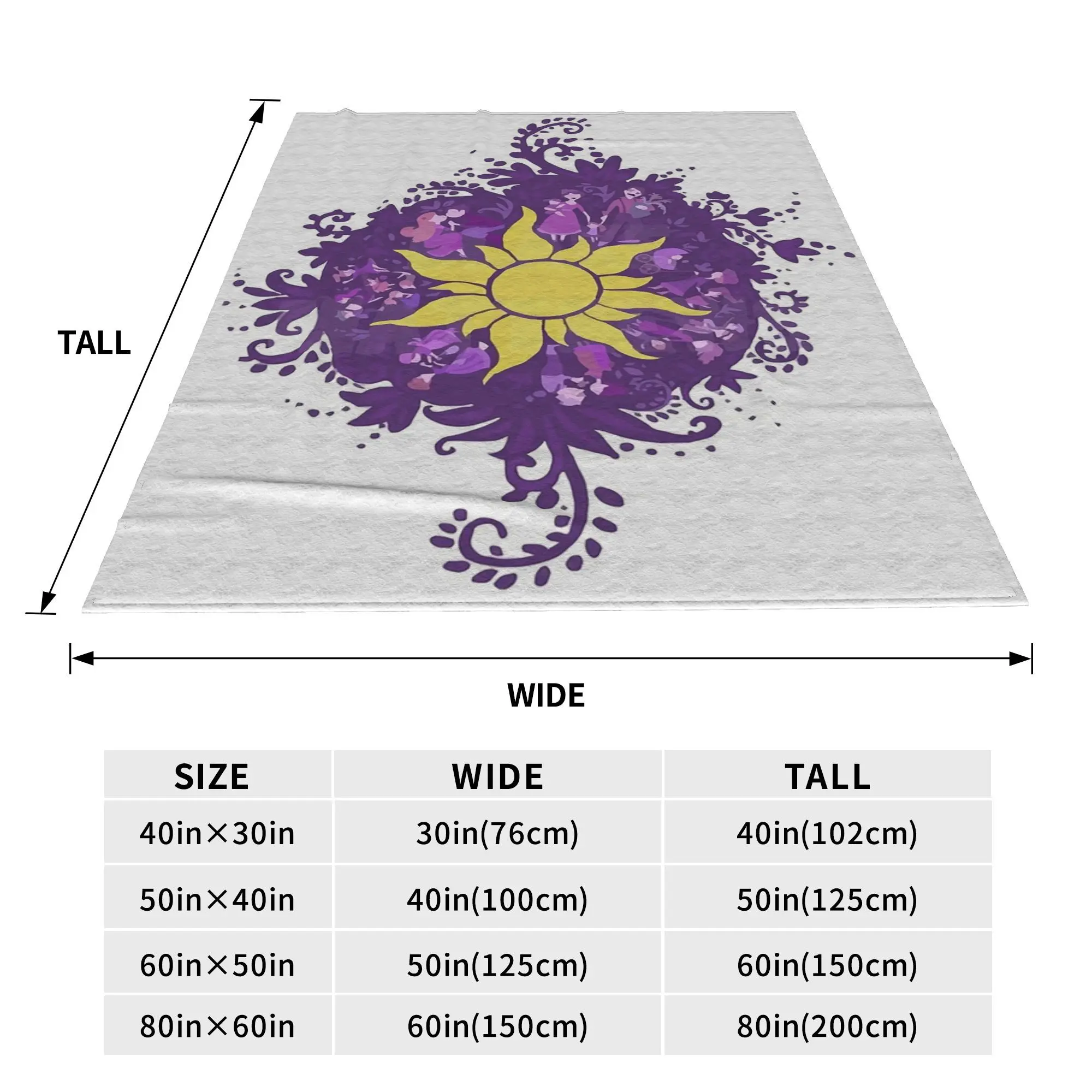 Tangled - Sun - Kingdom Dance Blankets Soft Warm Flannel Throw Blanket Bedding for Bed Living room Picnic Travel Home Sofa