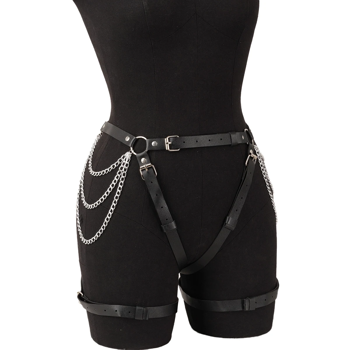 المرأة القوطية بو الجلود حزام سلسلة الرباط القوطية حزام الفخذ حزام العصابات