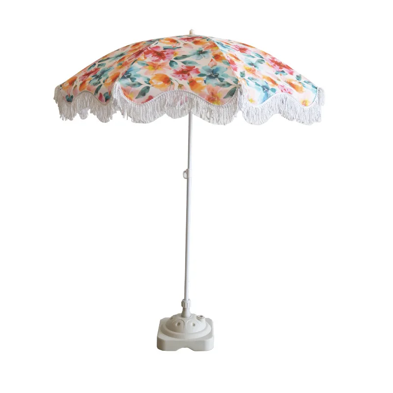 

Cross-border outdoor beach umbrella luxury and high-end seaside swimming pool courtyard camping sunshade fringed large umbrella