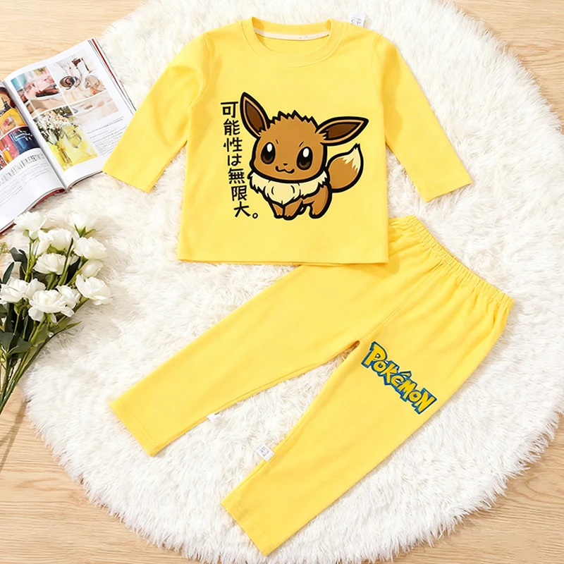 2 STUKS Pokemon Kids Pyjama Set Anime Gedrukt Gengar Pikachu Herfst Winter Warm Shirt Tops Jongens Meisjes Kinderkleding Nachthemd