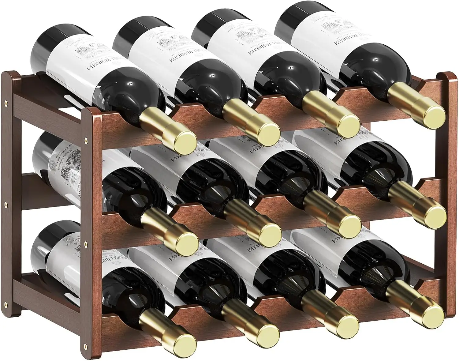 

3-Tier Bamboo Wine Rack Organizer | Wine Holder for 12 Bottles | Sturdy Wine Shelf | Perfect for Kitchen,Cabinets, (3-Tiers)