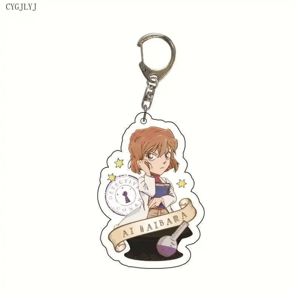 Japan Anime Detective Conan Keychain Conan Edogawa Haibara Ai Mouri Ran Cosplay Figures Acrylic Keychain For Women Jewelry Gift