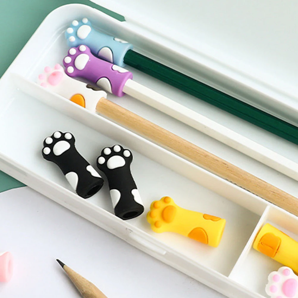 

18 Pcs Cat Paw Pencil Cap Eraser Tops Case Extender Holder Lengthener Silica Gel Replacement