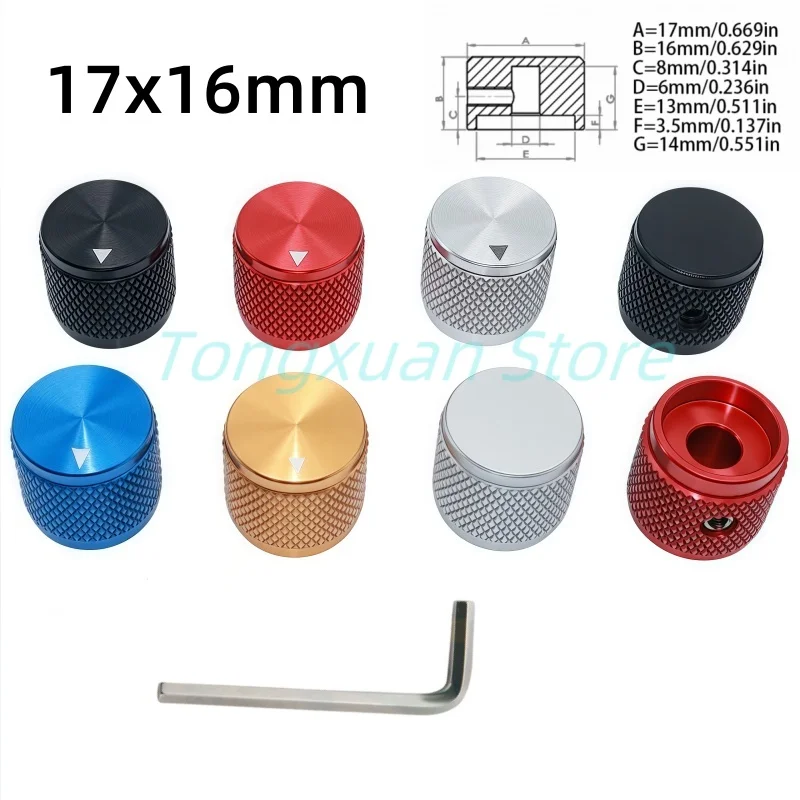 1pc 17x16mm Aluminum Alloy Potentiometer Control Caps 17*16mm Volume Audio Electric Guitar Bass Screw Type 6mm Inner Hole