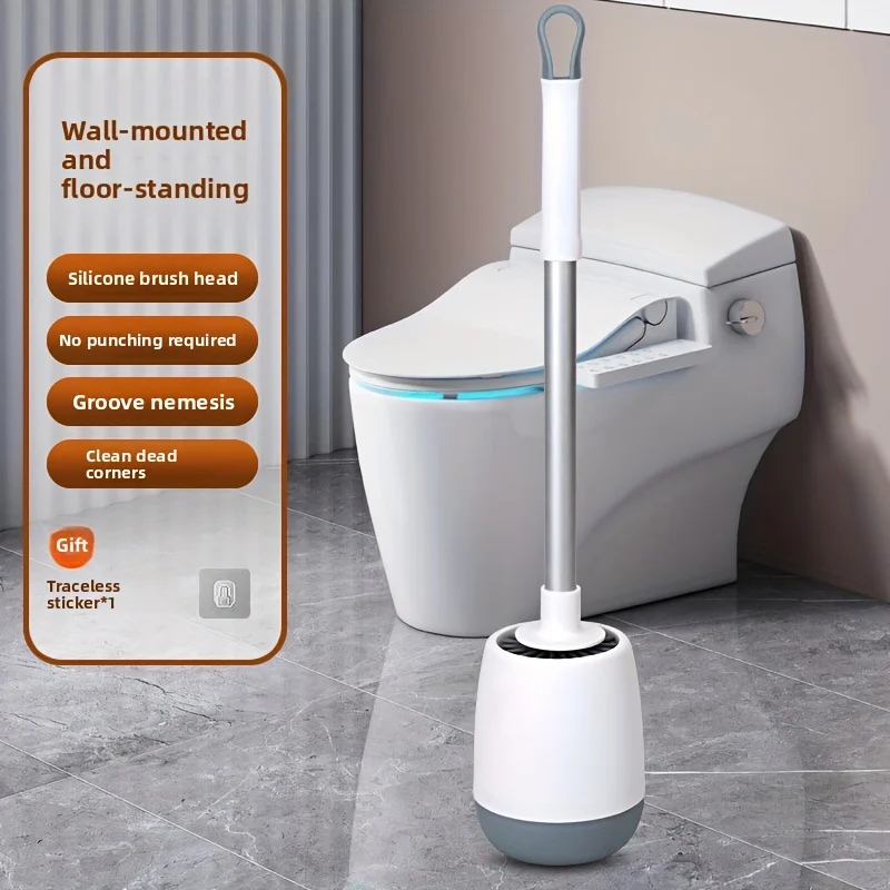 ​Multi-Functional Ventilated Toilet Brush Set-Wall-Mounted & Floor-Standing Brush,Durable Plastic Bristles for Bathroom Cleaning