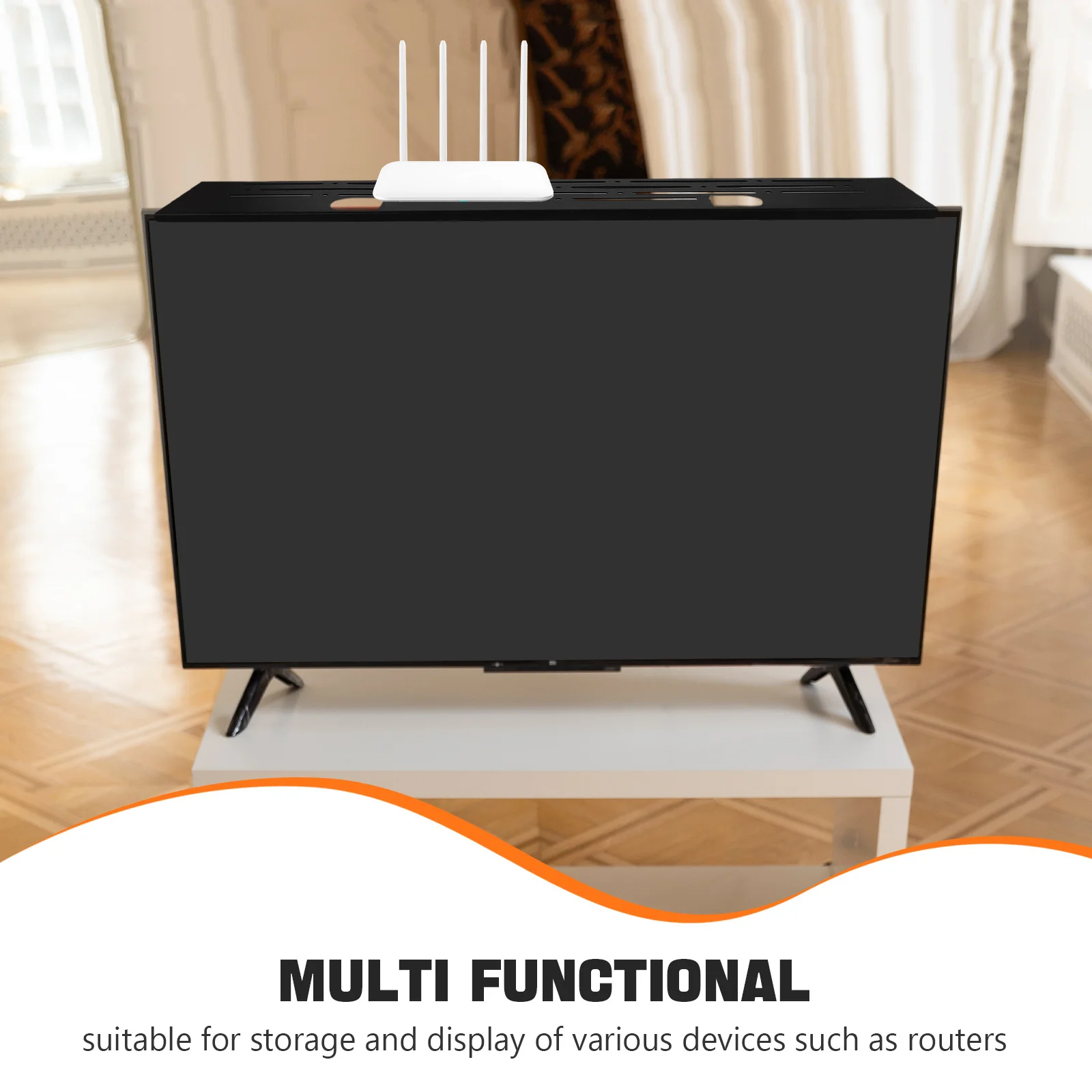 Adjustable Screen Shelf Heavy Duty Media Shelf Organizer for Router Streaming Device Cable Box Game Console Storage Space