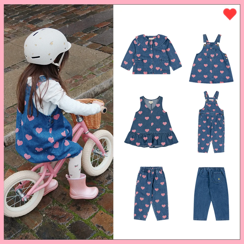

2024 KS Kids Cowboy Outfit Set Love Print Coat and Pants with Tank Top Skirt Lemon Pants18M-9Y for Girl Clothing