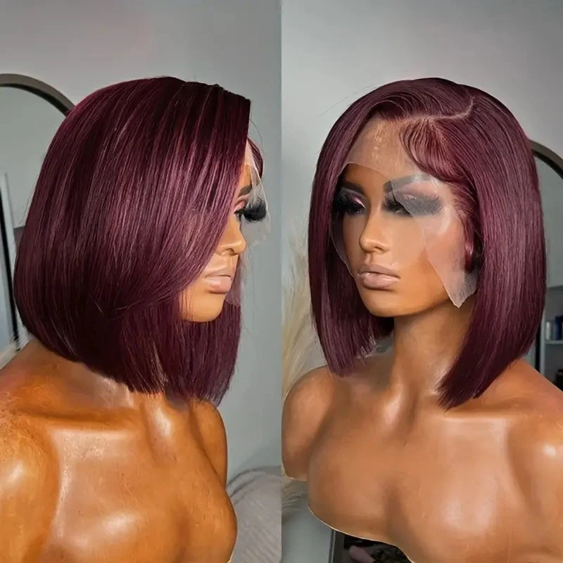 Fashionable medium-length bob , African lace front wig