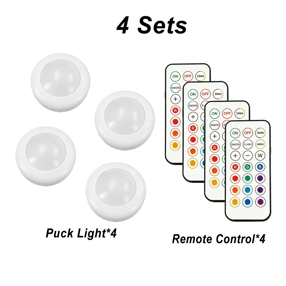 Für Bambu Lab Puck Lights Fernbedienung RGBW Bambu Lab KC007 3D-Drucker Kabelloses 16-Farben Rundes LED-Lampen-Set Timer Dimmbares LED-Kit
