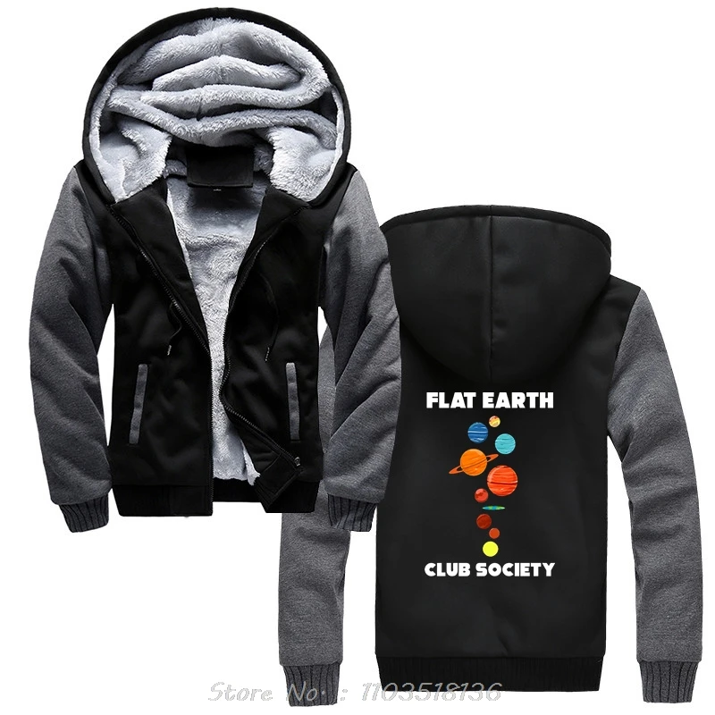 Flat Earth Club Society Printed Men's Hoodie Fashion Comfortable Clothing Loose Breathable Hoody Cotton Jacket Zip Up Hoodies